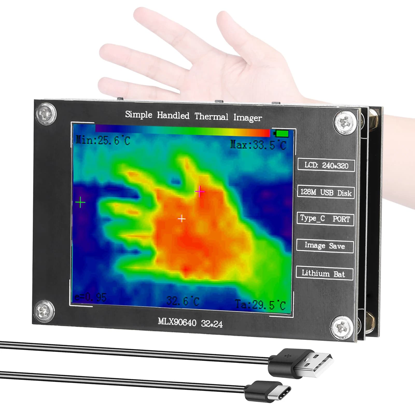 2.8inch Portable Thermal Imager -40℃ to 300℃ Small Thermal Imaging Camera Support Max Center Tempera