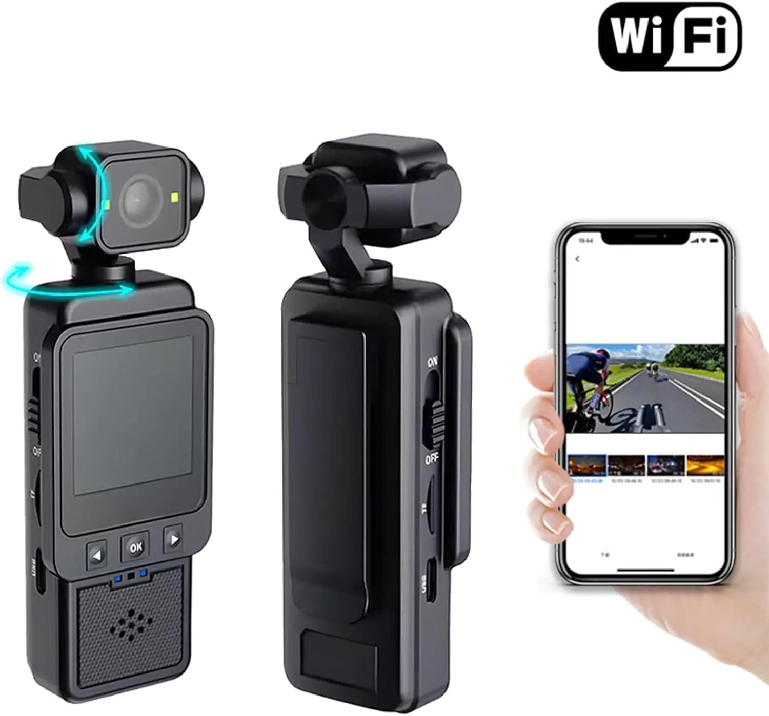 Caméra corporelle avec enregistrement vidéo, mini caméra anti-vibration avec vue à 360° ° Caméra r