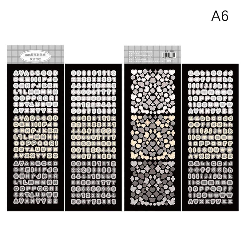 Autocollants lettres laser brillantes /KQM/ 4 feuilles/paquet pour décoration de cartes photo, scrap