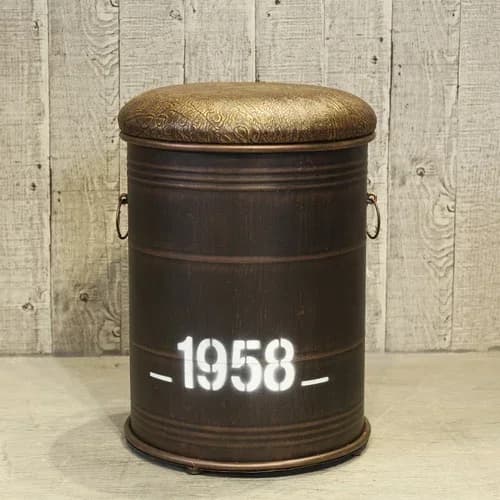 Tabouret de bar industriel rétro avec cadre en métal robuste et siège seau en cuir, meubles de pub d