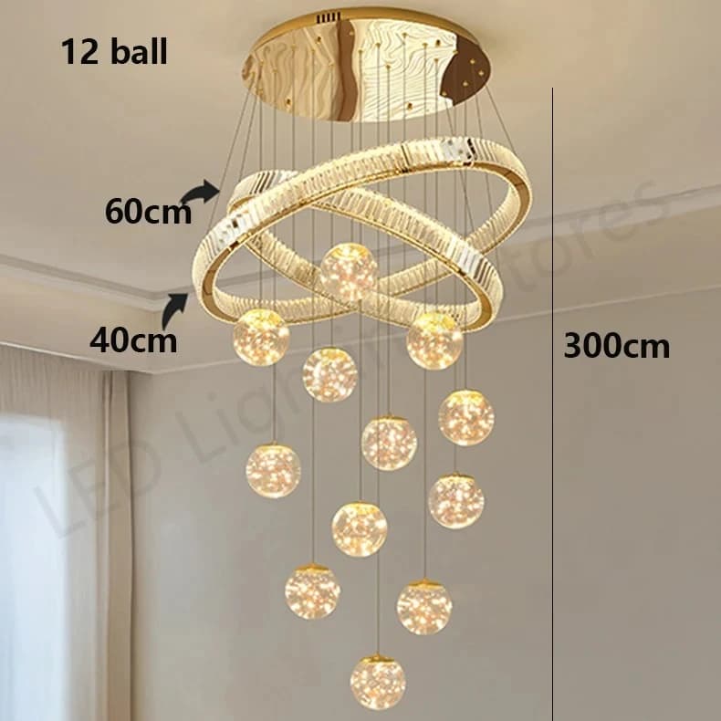 Lustre en cristal de luxe léger, villa, plafond haut, lampe de salon, loft, appartement, grand hall,