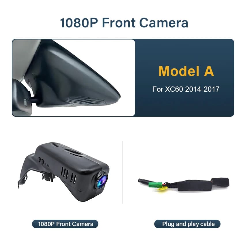 Caméra embarquée pour Volvo XC60 2014 à 2017, caméra de tableau de bord 4K Wifi Plug and Play, enreg