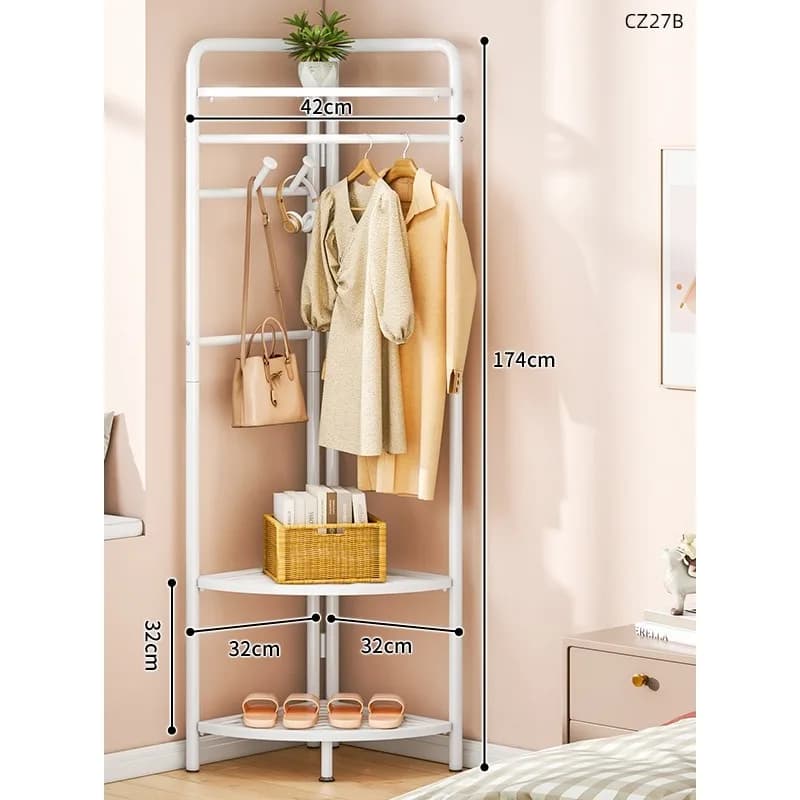 Porte-vêtements d'angle mural, porte-vêtements de chambre à coucher du sol au plafond, séchoir simpl