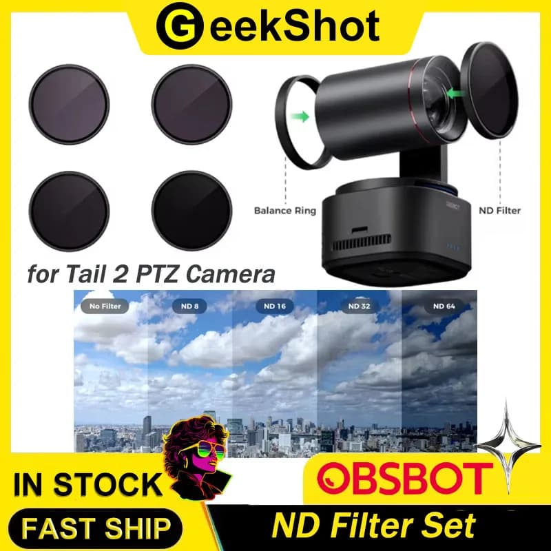 Ensemble de filtres ND OBSBOT pour caméra PTZ Tail 2, ND8 ND16 ND32 ND64!