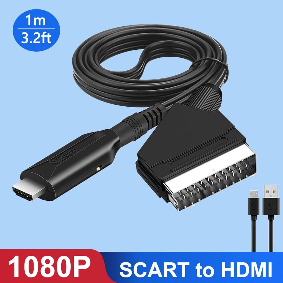 Convertisseur péritel vers HDMI, adaptateur Audio vidéo 1080P, entrée péritel vers sortie HDMI pour