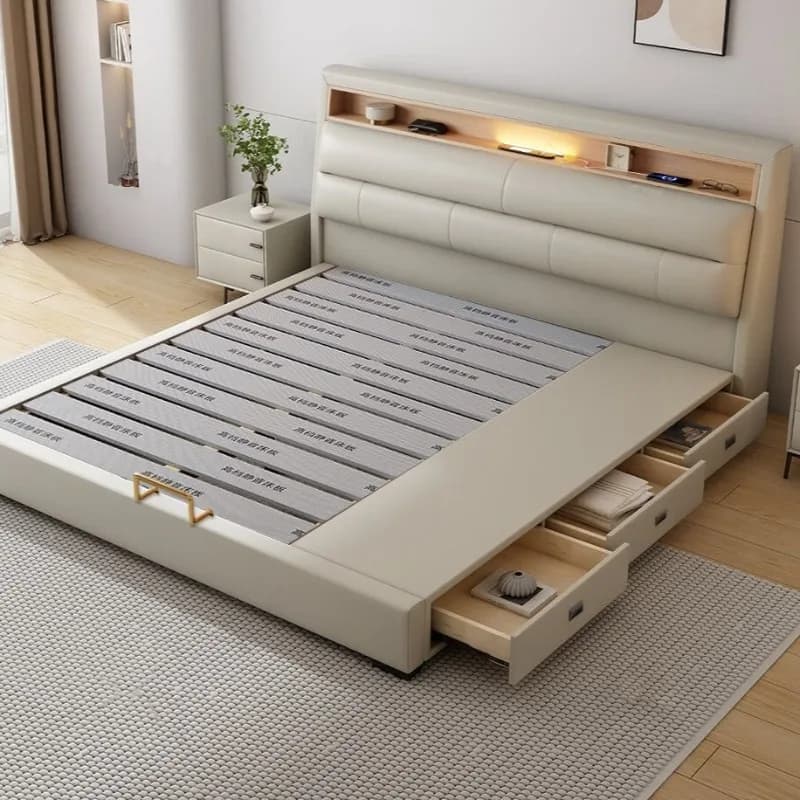 Chambres cadre lits moderne tête de lit rangement lits de luxe multifonctionnel Unique Muebles Para
