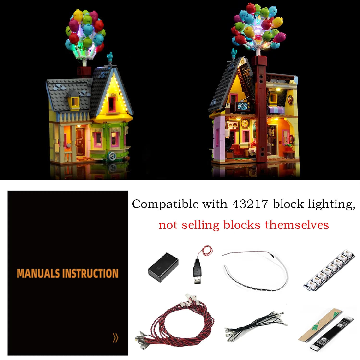 LYBMTWF Kit d'éclairage LED compatible avec le modèle Lego 43217 Disney et Pixar 'Up' House (NON inc