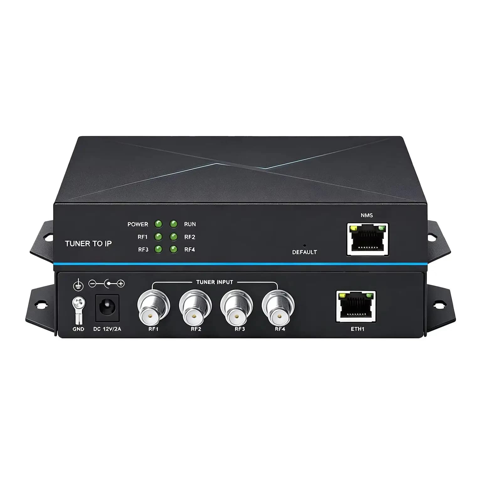 Tuner 4 canaux vers IP DVB-S2 DVB-T2 vers IPTV Catv, équipement de système TV, passerelle récepteur
