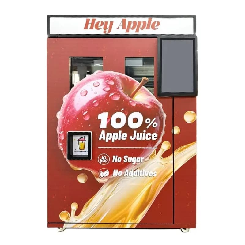 Distributeur automatique de jus de fruits frais (pomme, orange) personnalisé