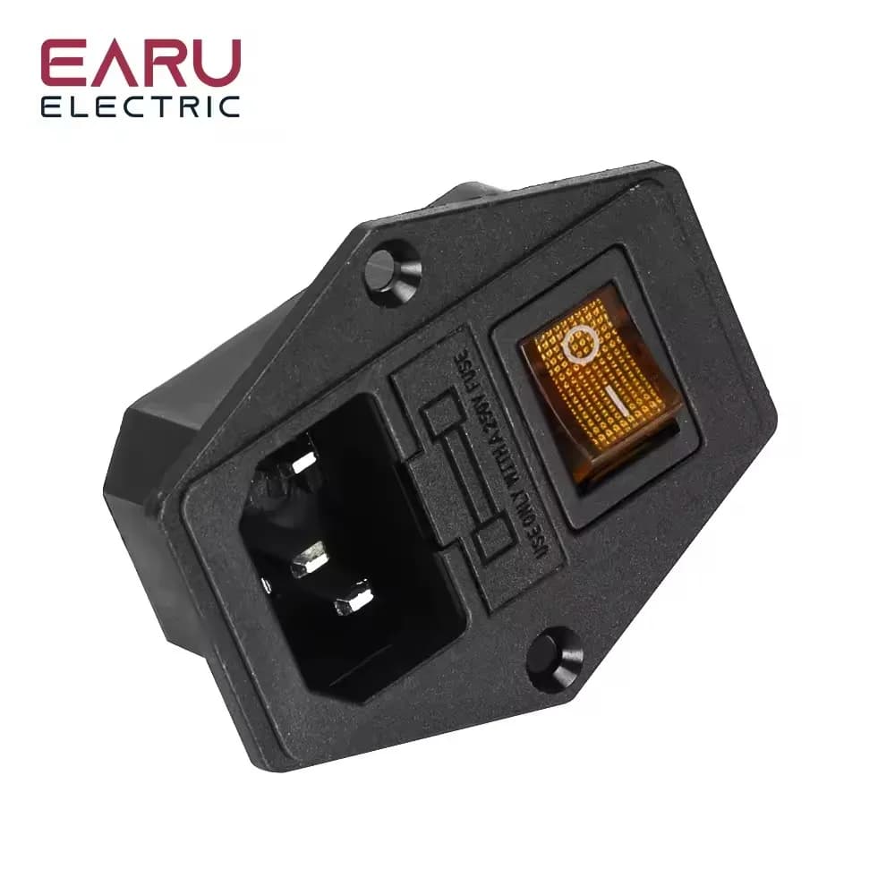 Prise de courant à 3 bornes, haute qualité, noir, rouge, 10A AC 250V, avec porte-fusible, interrupte