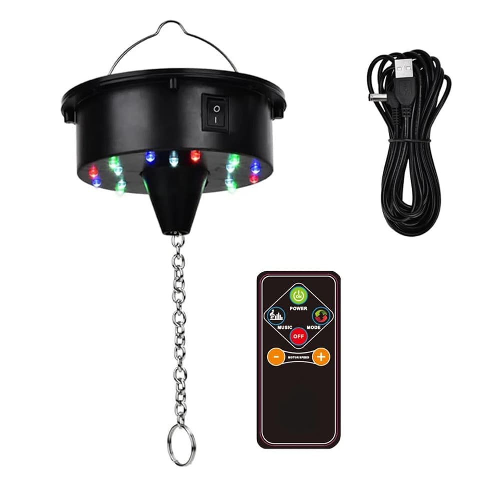 Tendance! Lumières rotatives de moteur de boule disco avec télécommande, 18 LED pour rotateur de bou