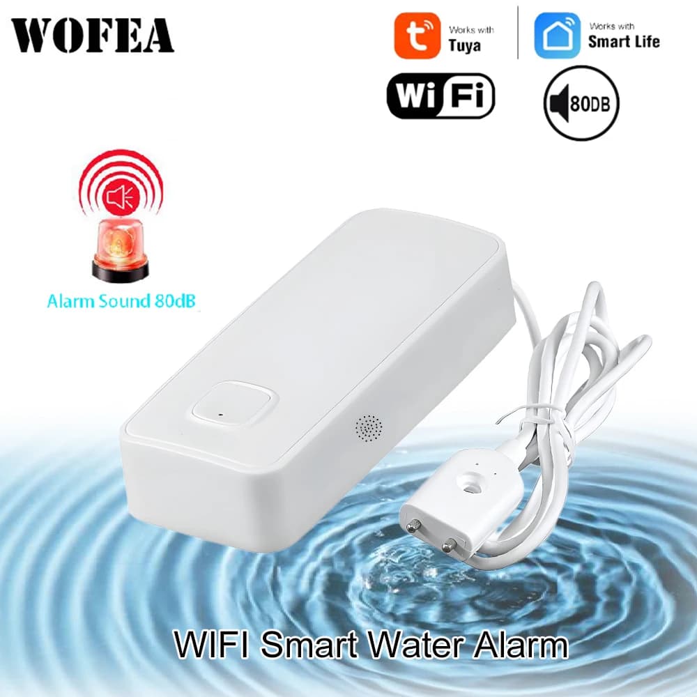 Alarme de fuite d'eau intelligente Tuya WiFi avec notification gratuite par l'application Tuya Smart