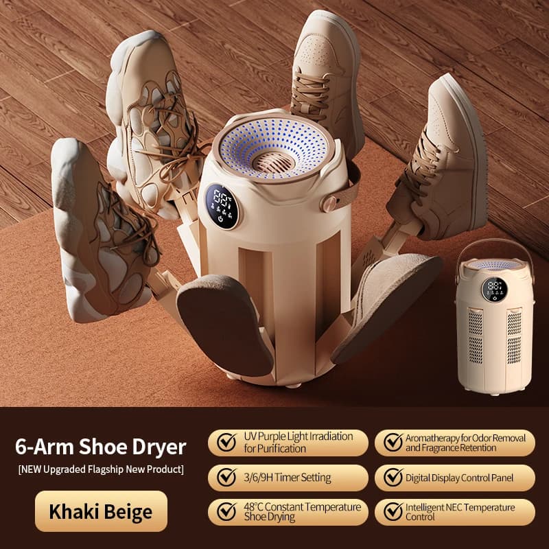 Sèche-chaussures minuterie intelligente maison Portable pliant Six bras sèche-chaussures séchage rap