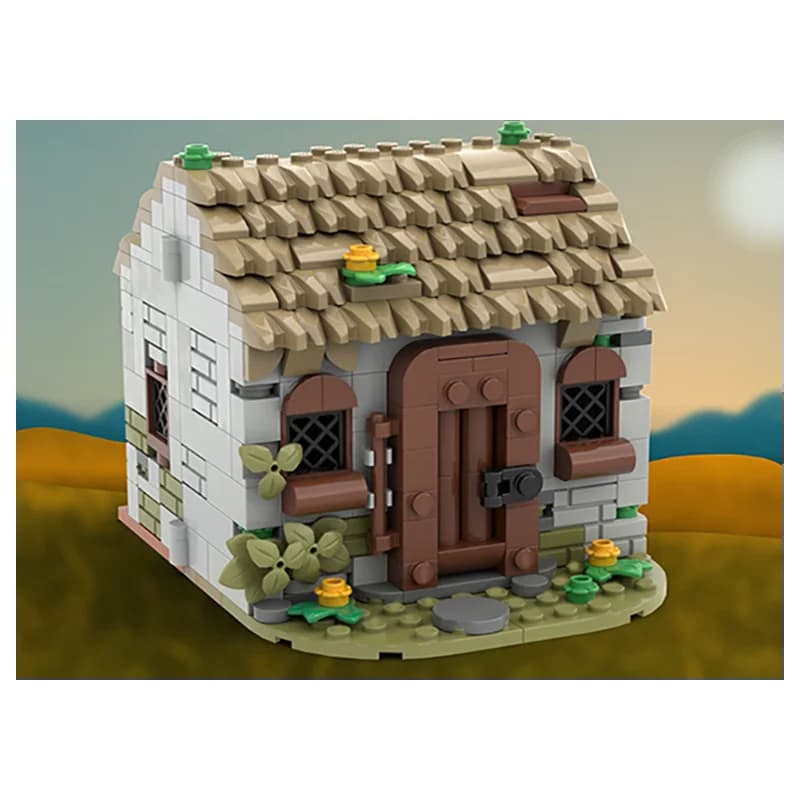 Modèle architectural de 389 pièces - petite maison médiévale, puzzle créatif, blocs de construction