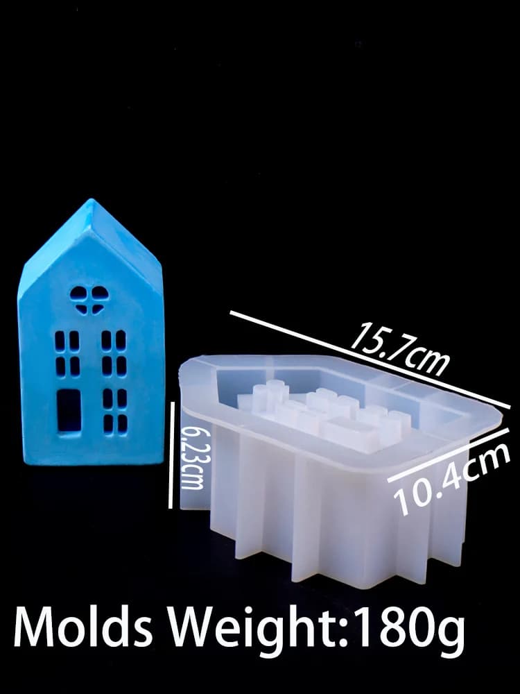 Maison bougeoir Silicone moule bricolage à la main fenêtre maisons plâtre béton résine chandelier ar