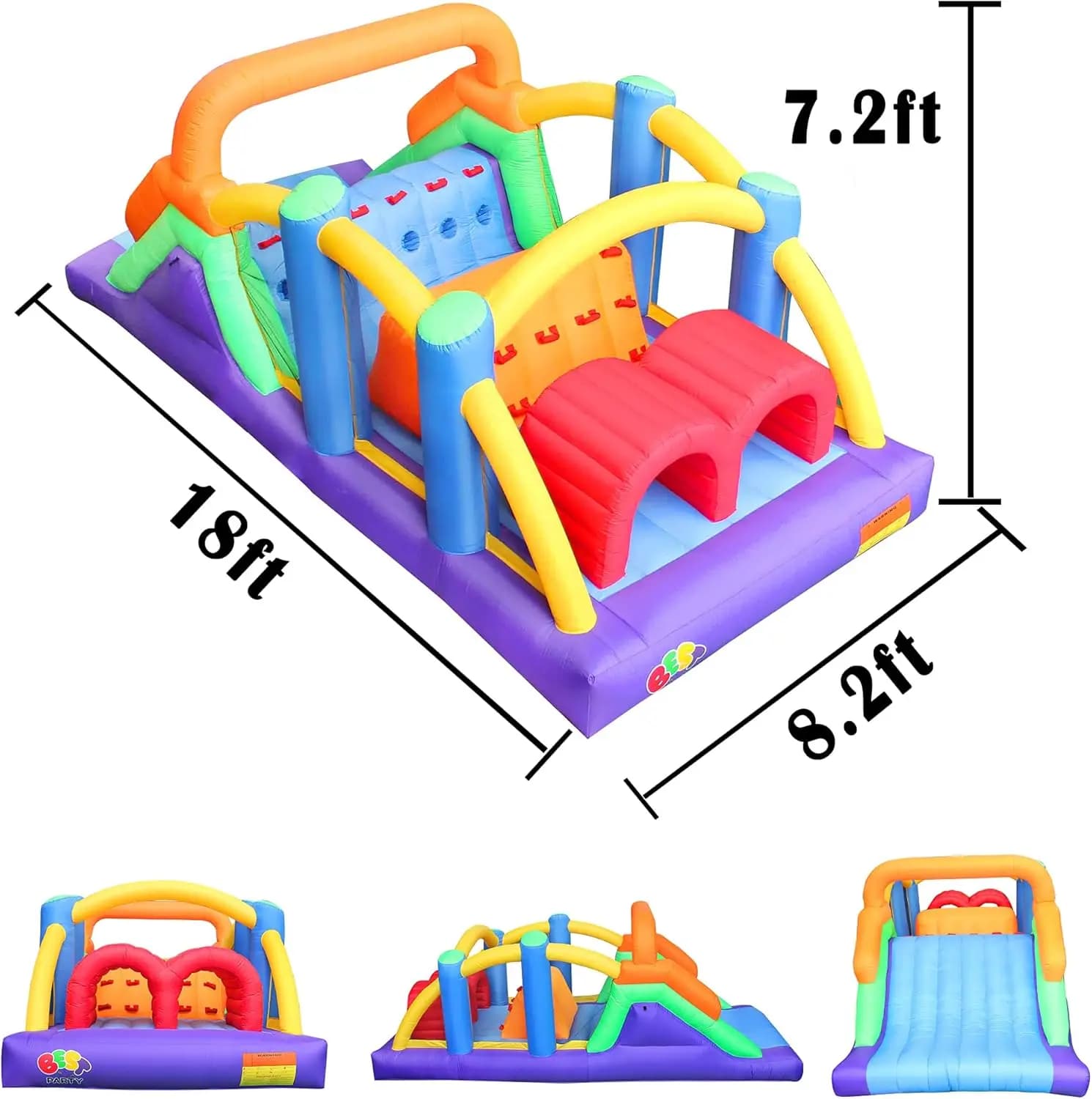 Château gonflable géant 6,5*3*2,5m, grande structure de jeux gonflable avec grand toboggan, trampoli