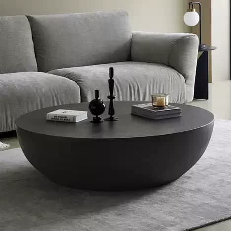 Table basse ronde sur mesure en ciment, style nordique minimaliste, idéale pour les salons, les bure
