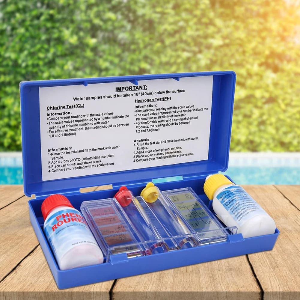Kit de Test de qualité de l'eau au chlore PH, testeur de piscine, boîte de Test d'eau