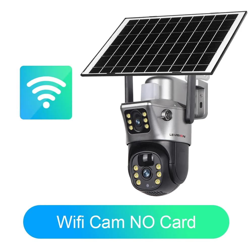 LS VISION caméra solaire 4G Sim extérieur double objectif WiFi 8MP 4K IP Camara panneau solaire CCTV