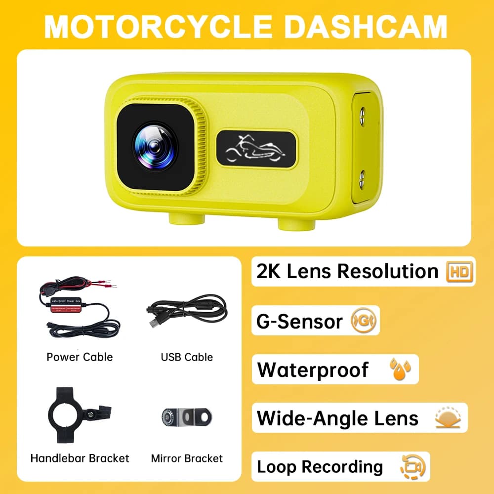 Caméra moto MT100 2K HD, contrôle WiFi APP, étanche IP65, 140 ° Objectif, enregistrement en boucle