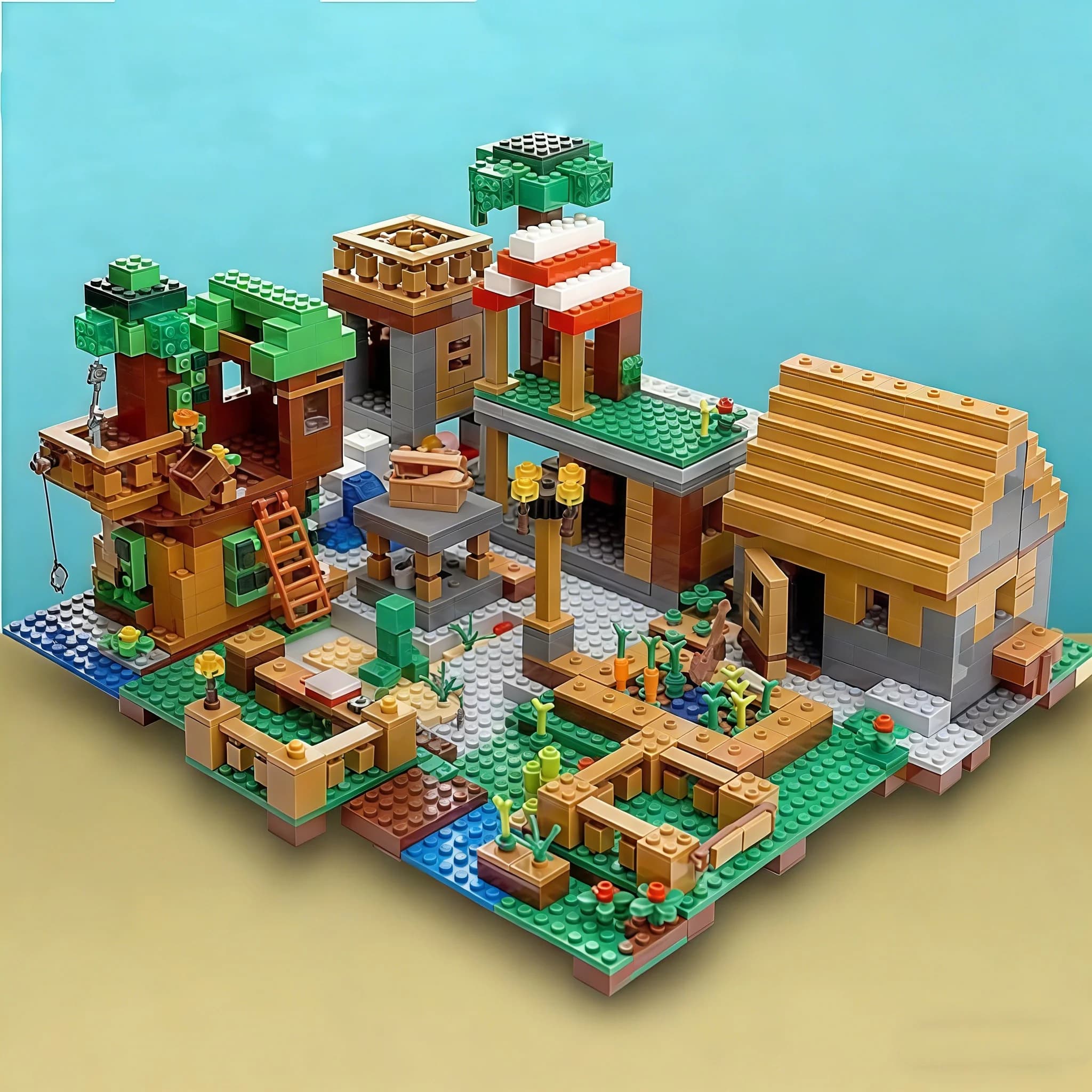 Blocs de construction de village inspirés des jeux, design unique et parfait, articles de décoration