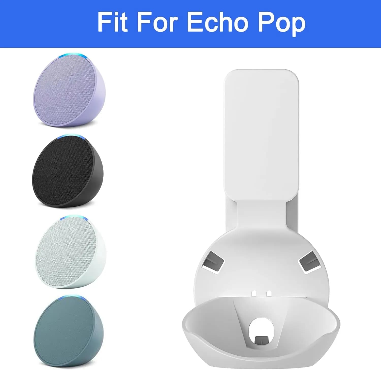 Support mural compatible Echo Pop, conception sans vis avec gestion intégrée des câbles