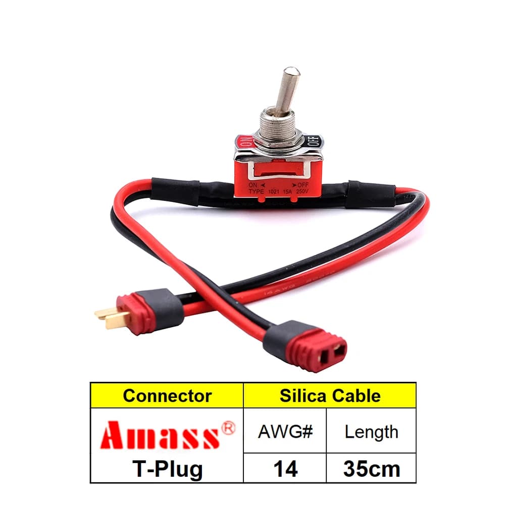 Grand courant interrupteur à charge élevée AMASS XT60 XT90 prise en T bascule marche-arrêt 12/14AWG