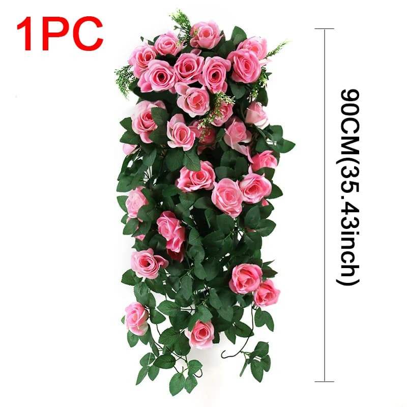 90/80CM Violet vigne fleurs plantes fleur artificielle suspendus Rose lierre mariage tenture murale