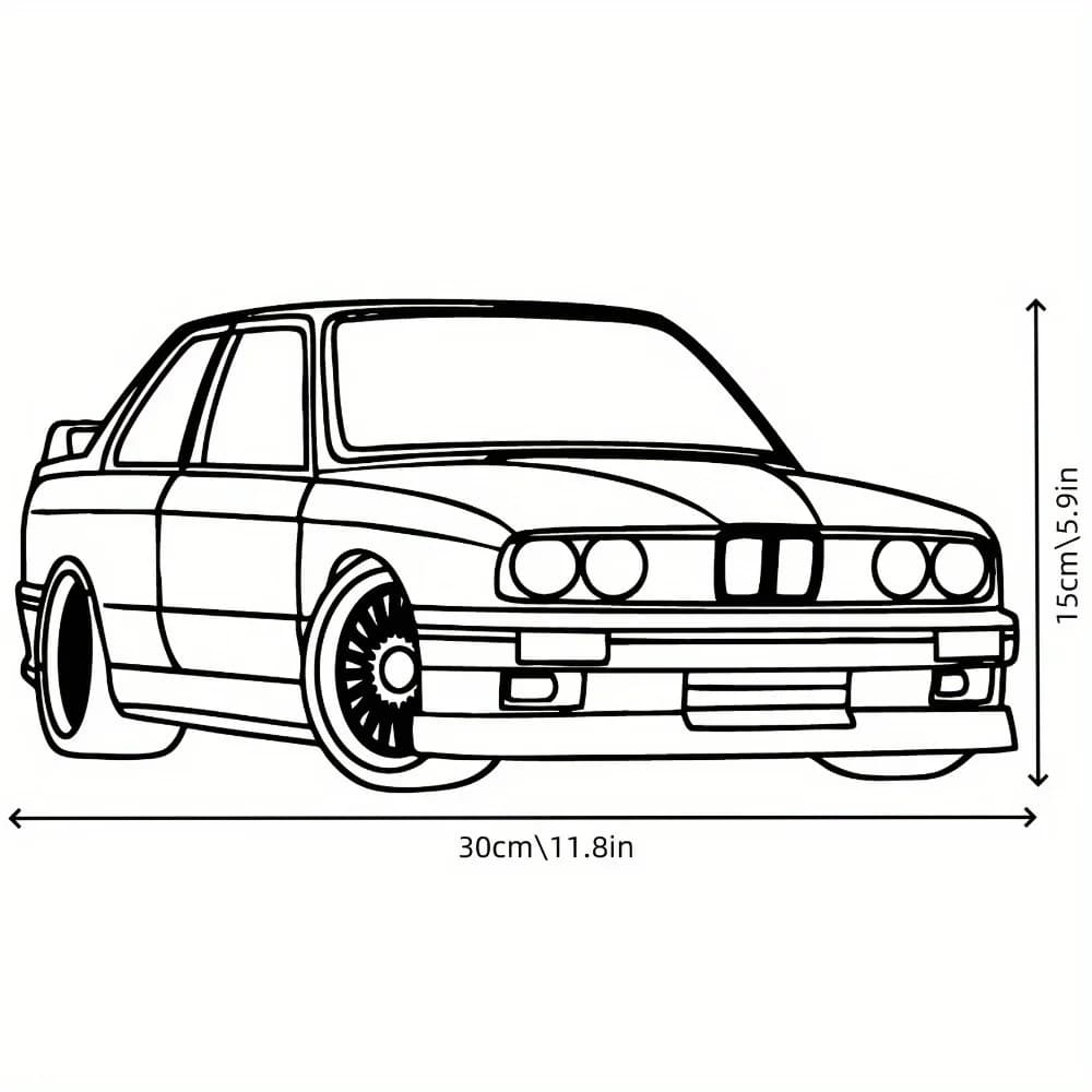 Art mural en métal Art Déco - Sculpture de silhouette de voiture vintage en style abstrait 2D - Déco
