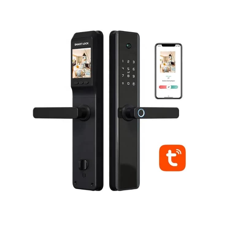 Serrures de porte intelligentes avec caméra, combinaison intelligente de sécurité, poignée Tuya, emp