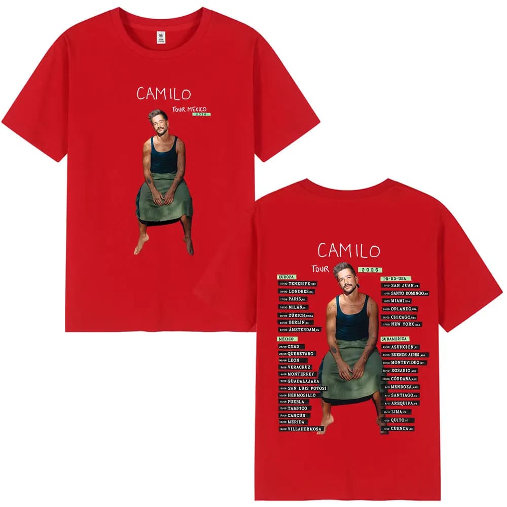 T-shirts de la tournée 2026 du chanteur Camilo, vêtements pour hommes et femmes, mode hip-hop, t-shi