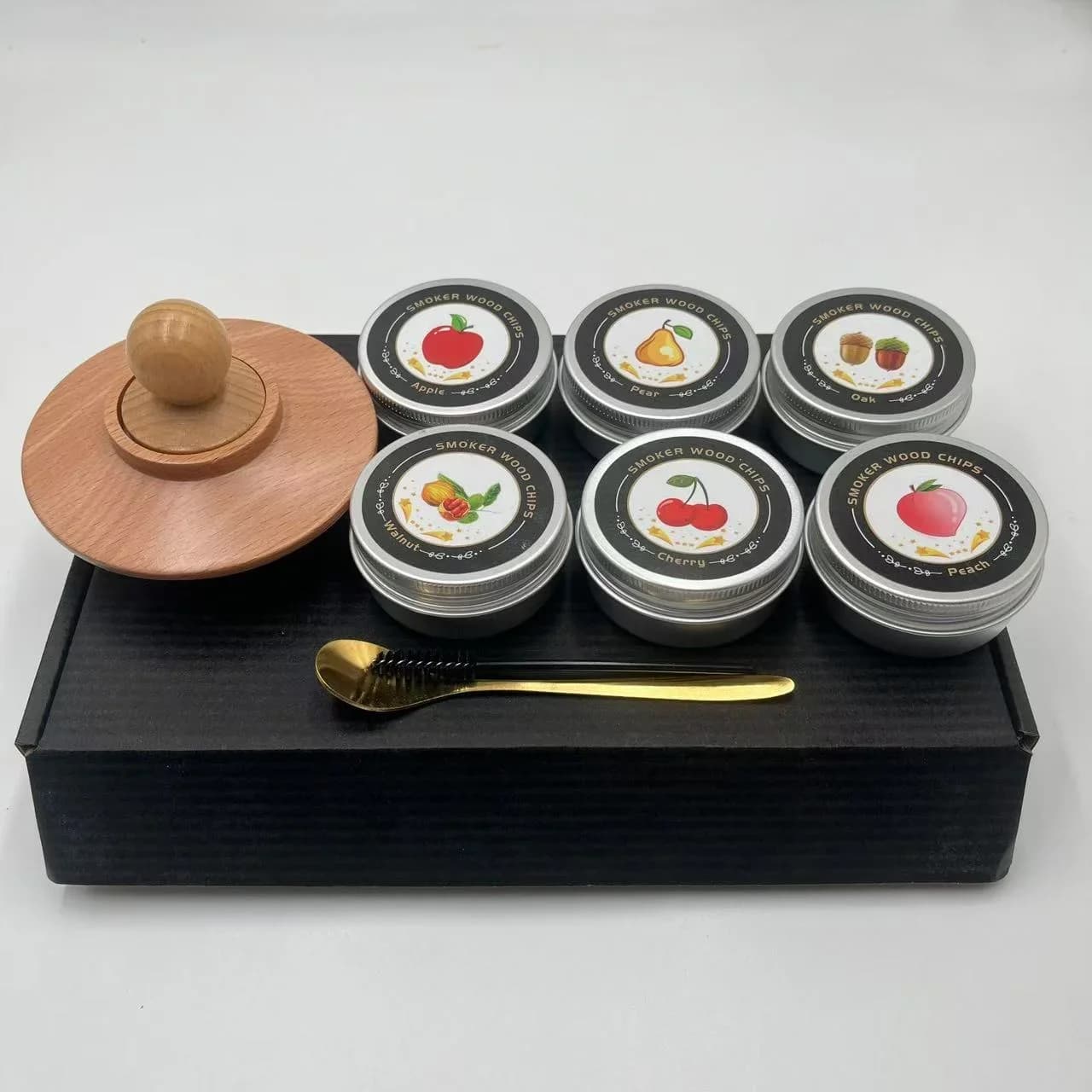 Kit de fumeur de whisky avec copeaux de bois-6 saveurs, infuseur de fumeur de boissons à l'ancienne