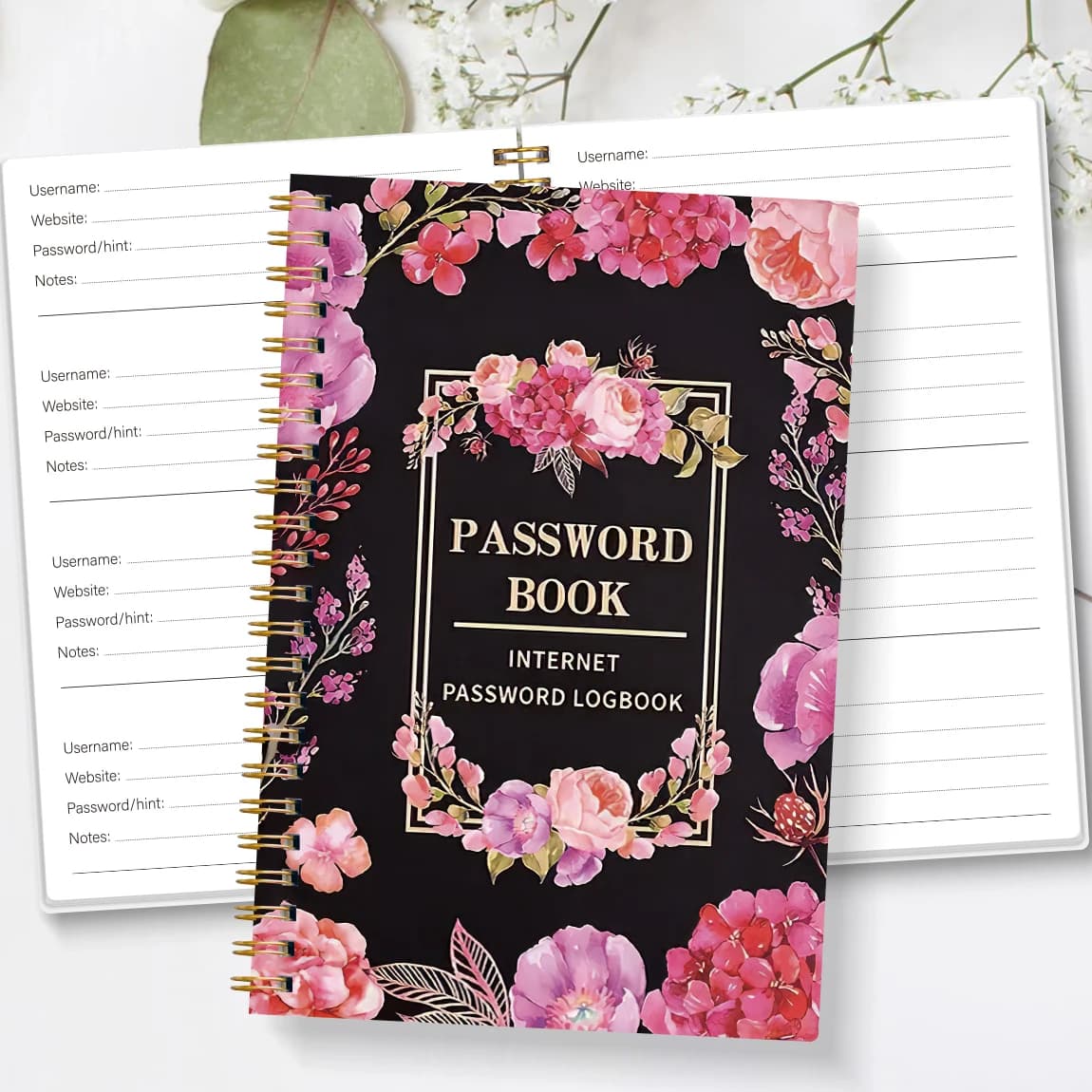 Carnet de mot de passe A5, organisateur de compte Internet et de connexion du site, section de notes