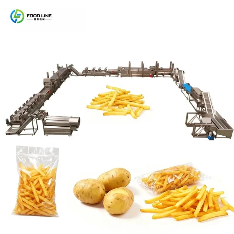 Machine de production de frites semi-cuites de qualité alimentaire personnalisée, capacité de 1000 k