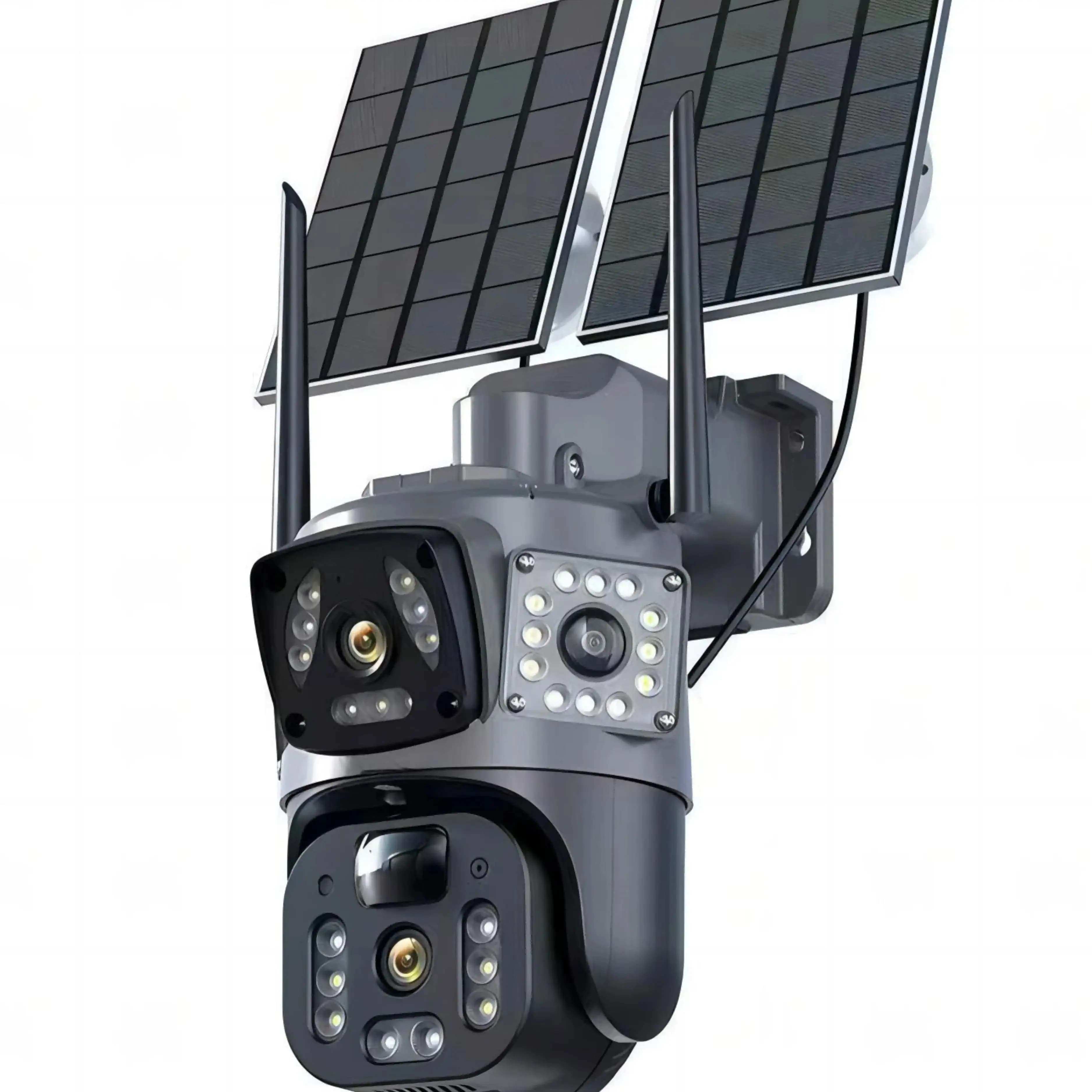 Caméra solaire wifi V360PRO trois yeux et deux images caméra solaire extérieure à Circuit fermé PTZ