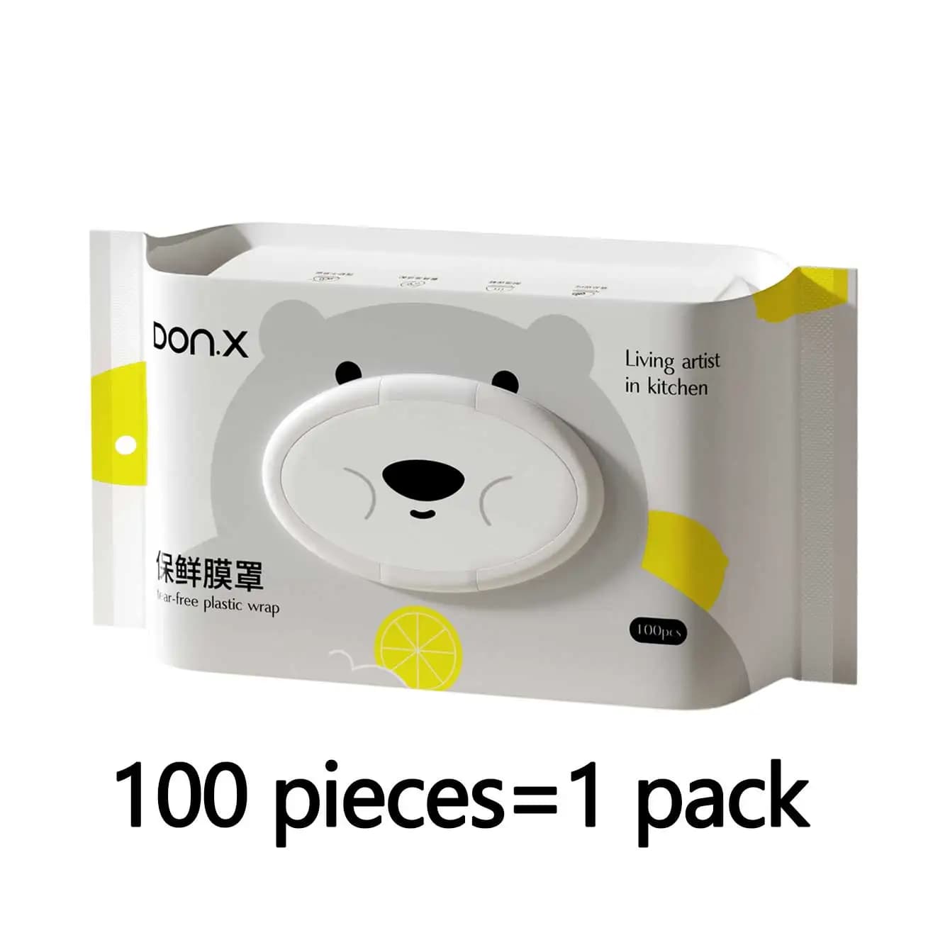 Lot de 100 couvercles jetables en plastique alimentaire pour restes de cuisine et réfrigérateur, sus