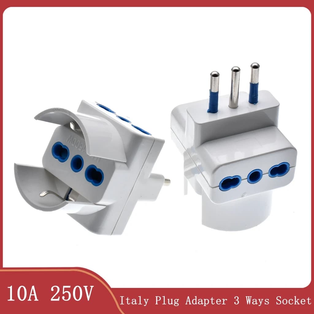Adaptateur de prise de voyage italien, prise à 3 voies, prise multi-ports, norme italienne 10A 250V