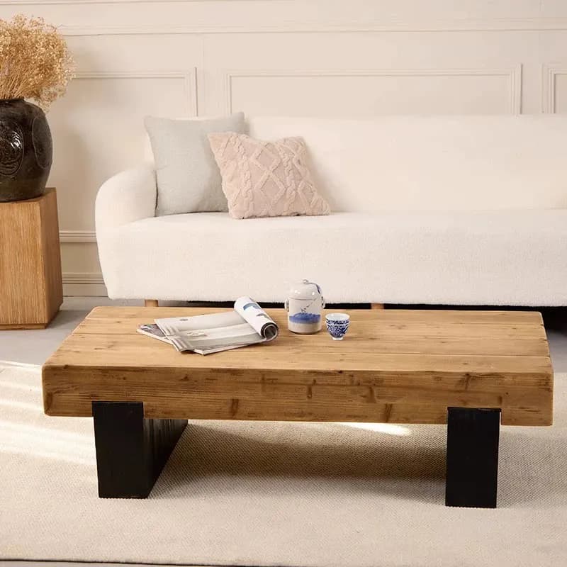 Table d'appoint rectangulaire basse en bois, design minimaliste, de luxe, style Mid-Century Modern,
