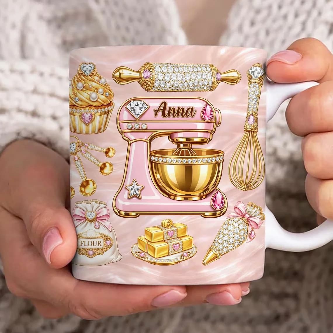 Tasses en céramique personnalisables avec le nom de la boulangerie - Mignonnes tasses à café sur le