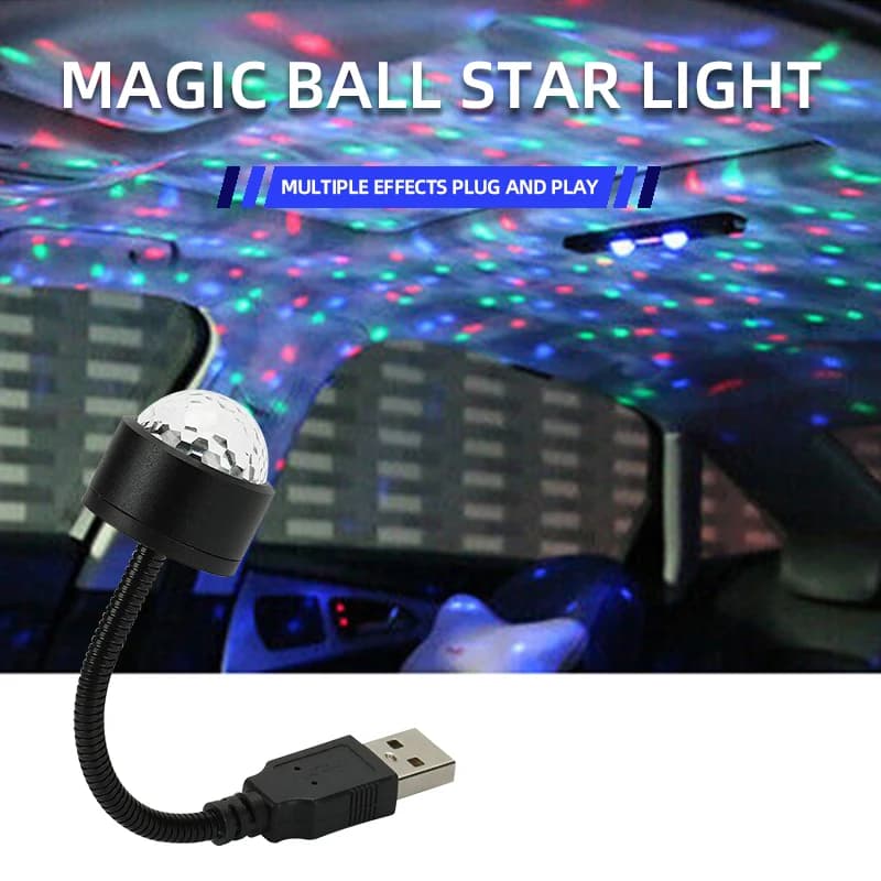 Mini Boule de Lumière Stroboscopique Magique pour Décoration de Salle de Voiture, Éclairage DJ, ixSo