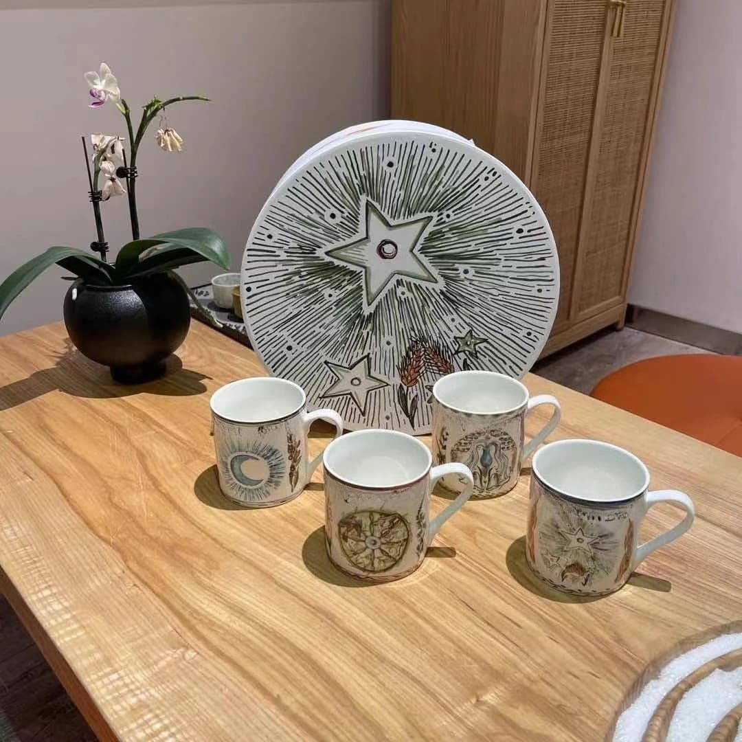 Nouvelle série de tasses combinées, tasse de maison européenne, ensemble de tasses cadeau pour petit