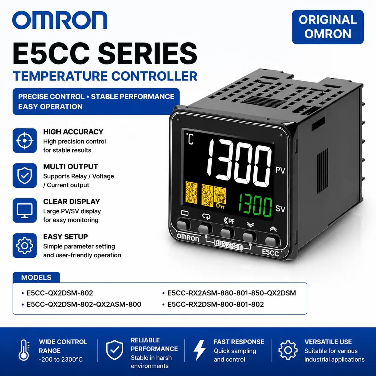 Contrôleur de température OMRON E5CC-QX2DSM-802 E5CC-QX2DSM-802-QX2ASM-800 E5CC-RX2ASM-880-801-850-Q