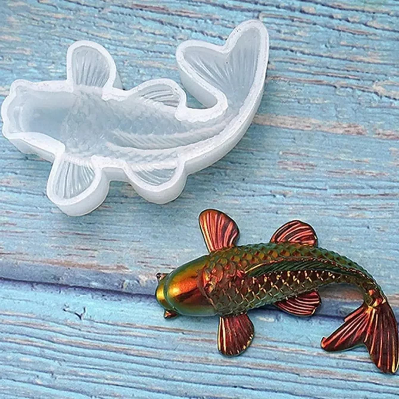 Koi Fish – moules en résine de Silicone, pendentif, poisson rouge, queue de poisson, bijoux pour la