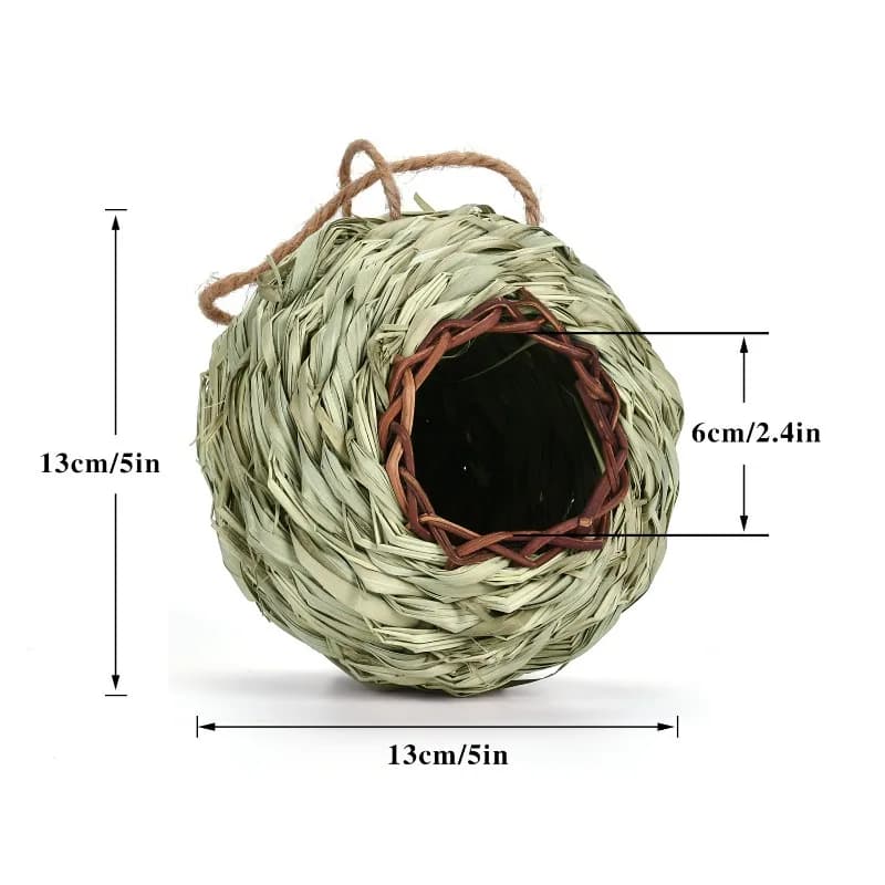 Nichoir pour oiseaux au design créatif et unique, confortable, en herbe naturelle tressée, cage à oi