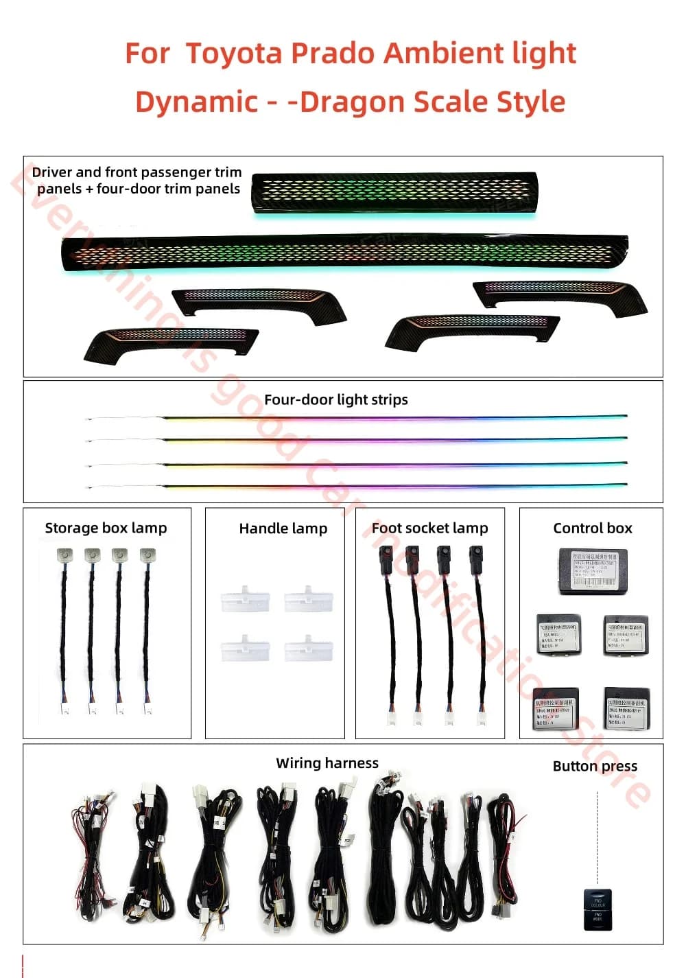Lampe d'ambiance pour Toyota Prado 2011-2021, éclairage intérieur automobile, amélioration de l'écla