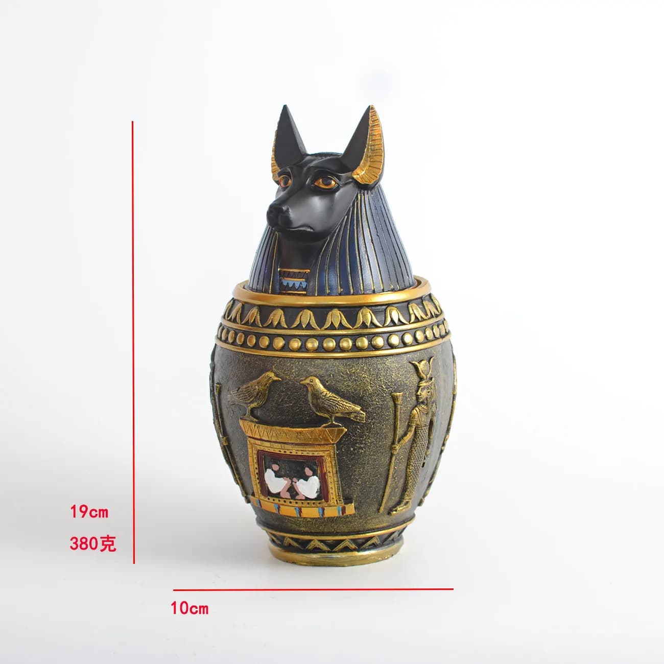 Ornements de boîte de cendres d'animal familier de Dieu égyptien, Anubis, stockage de pharaon, sculp