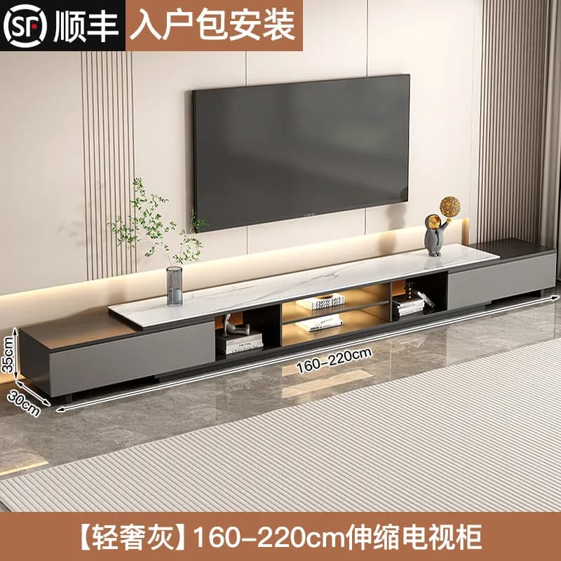 Meuble TV de Luxe Simple avec Vitrine, Meuble TV d'Angle Organisateur, Design Moderne pour Salon, Ac