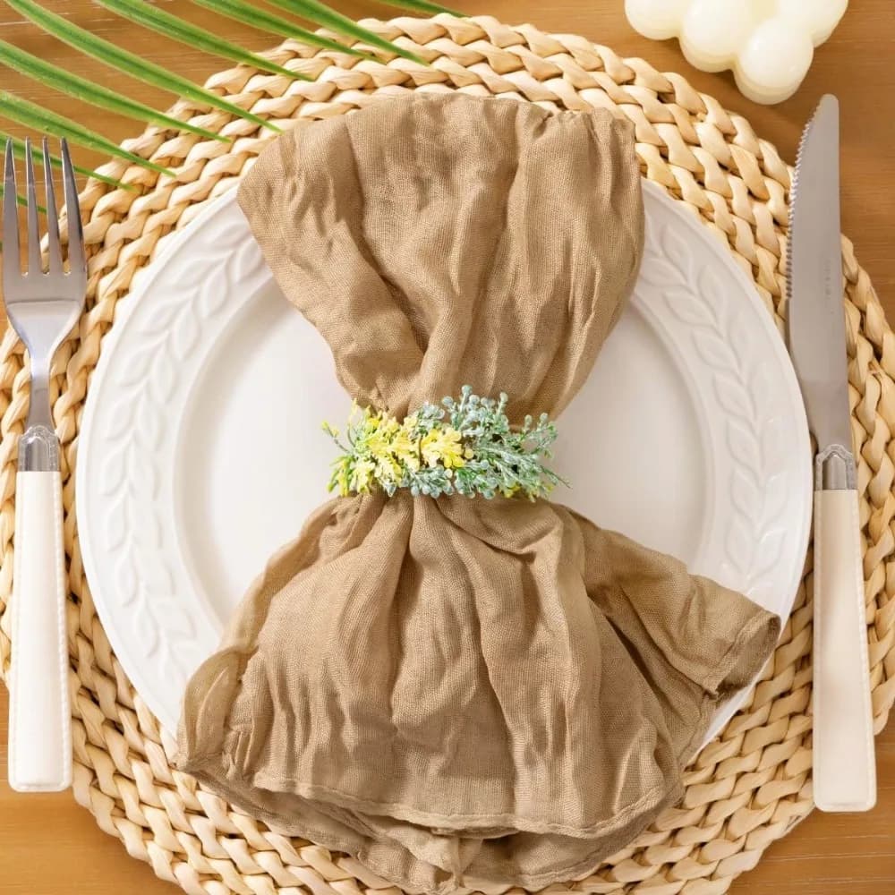 Décoration de table pour fêtes, serviettes en gaze, serviettes en coton doux et fines, couleur unie,