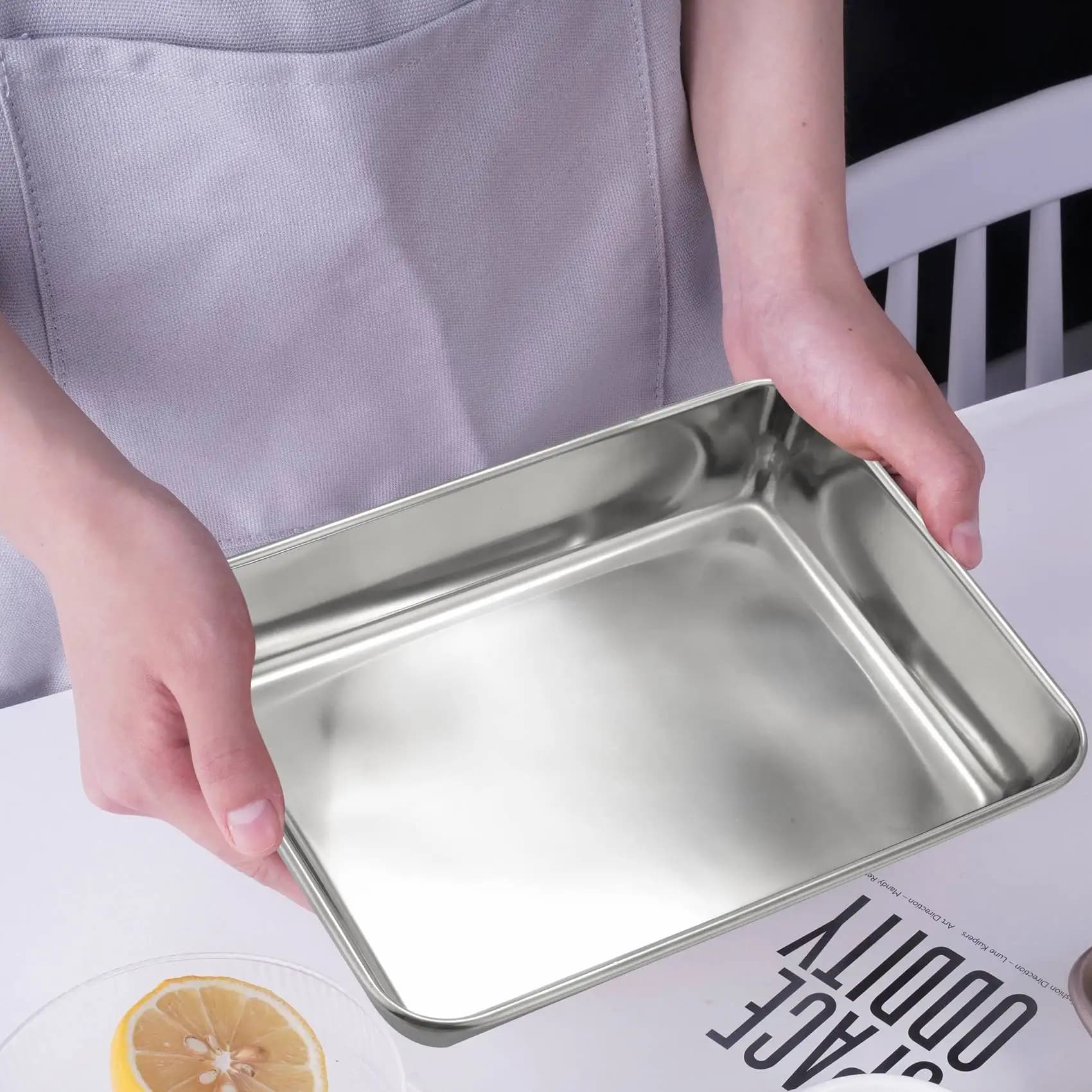 Ensemble de 2 moules à lasagnes A36T, moule à gâteau rectangulaire, plaque de cuisson profonde en ac
