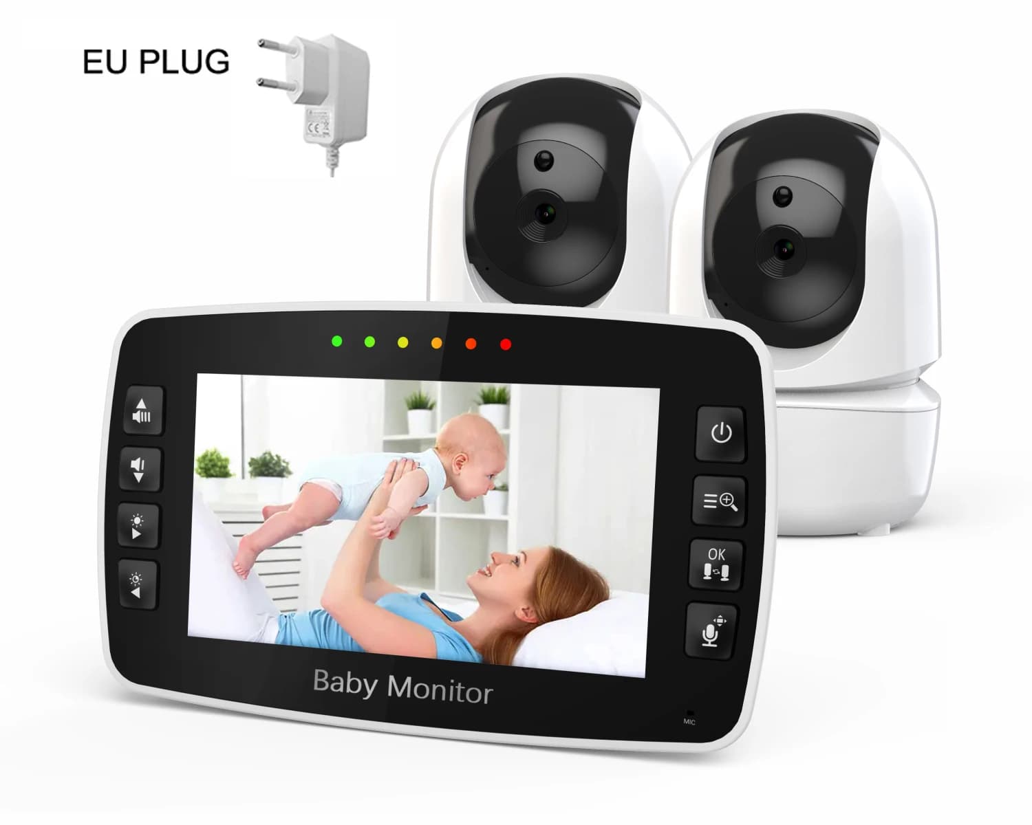 Nouveau Babyphone deux caméras 4.3 pouces sans fil avec caméra PTZ caméra haute sécurité Vision noct